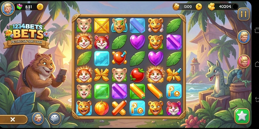 Gameplay seru dengan tantangan mencocokkan objek Match-3.