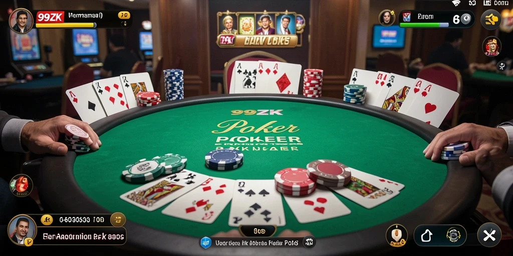 Tampilan permainan poker yang seru di 99ZK.