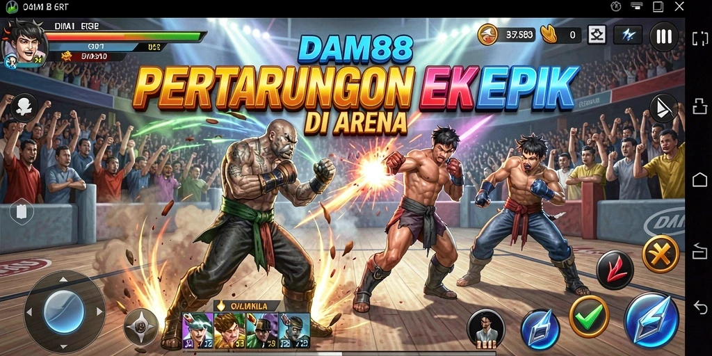 Tampilan gameplay DAM88 yang penuh aksi di arena pertarungan.