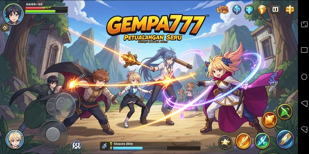 Tampilan permainan GEMPA777 yang menarik dengan karakter anime.