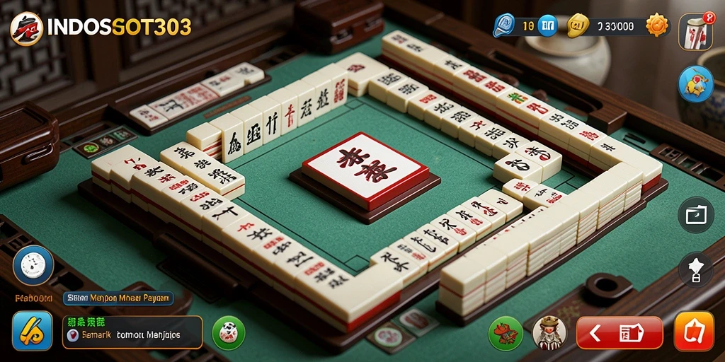 Screenshot gameplay mostrar suasana seru permainan Mahjong.