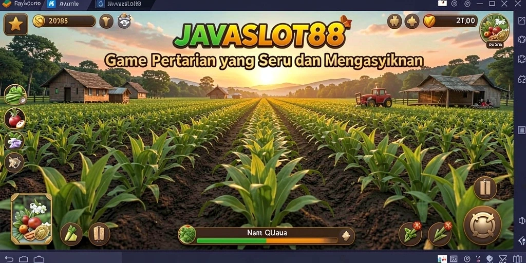 Screenshot dari gameplay JAVASLOT88 yang menampilkan suasana pertanian yang cerah.