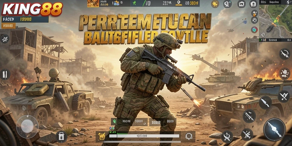Tampilan gameplay seru di KING88 dengan pertempuran intens.