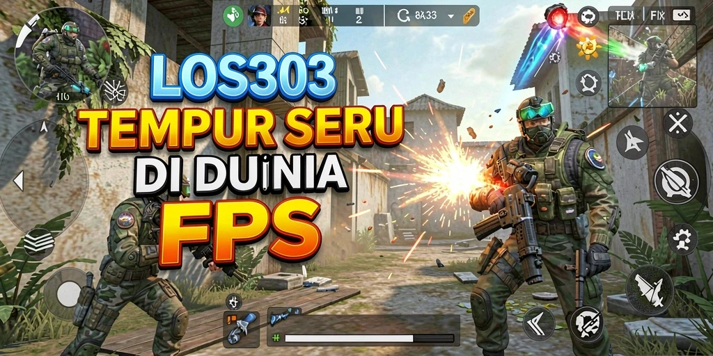 Tampilan gameplay intens dalam LOS303 saat pertempuran FPS.