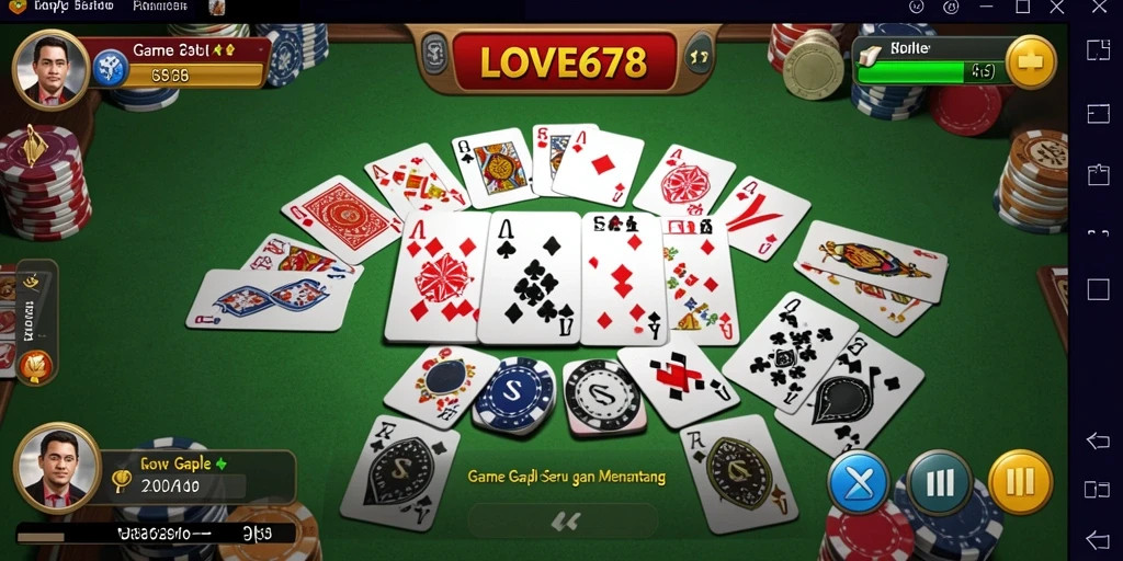 Screenshot dari gameplay LOVE678 yang menunjukkan suasana permainan Gaple.