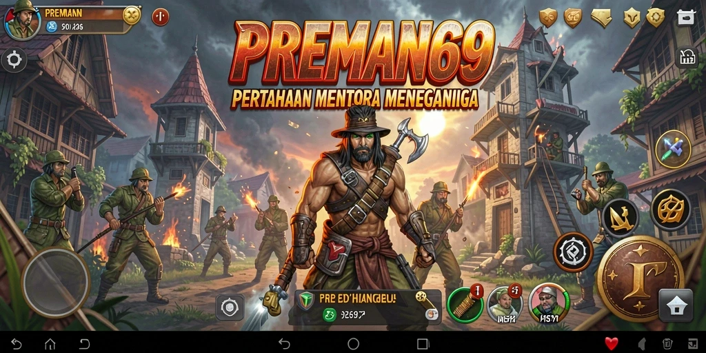 Tampilan gameplay <strong>PREMAN69</strong> yang mendebarkan dalam genre Tower Defense.