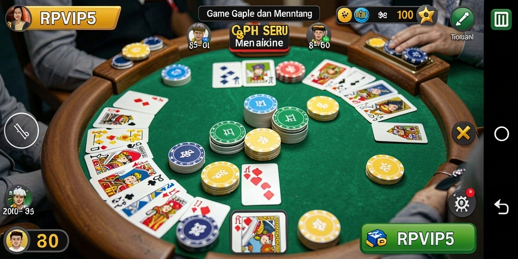 Gameplay seru RPVIP5 yang menghadirkan pengalaman Gaple nyata.
