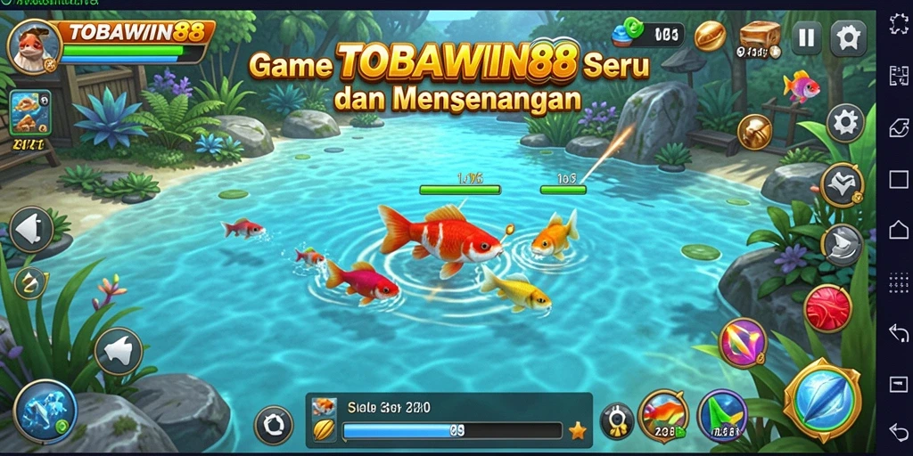 Screenshot gameplay TOBAWIN88 menampilkan aksi memancing yang mendebarkan.
